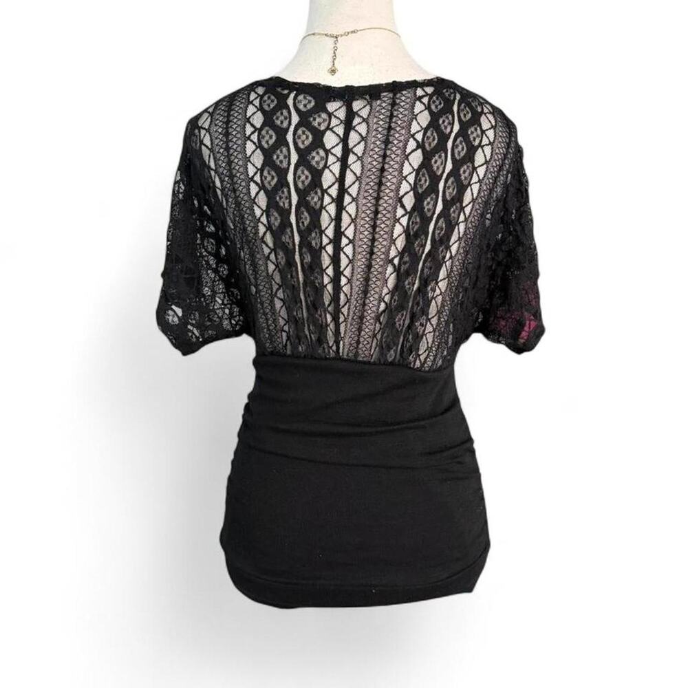 Black Lace 2000s Core Heart Soul Y2K Fitted Top size large grunge - Picture 2 of 7